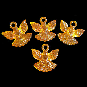 Orange crystal angel charms measuring approx 7/8" by 7/8" with a 3mm (approx 1/8") hole.