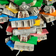 Load image into Gallery viewer, A colorful multi-textured toy that is sure to get and keep the attention of any bird! Six legs of heavy hemp cord filled with brightly colored soft wood and shreddables including pine slats in two sizes, banana leaf rolls, mahogany chunks and cardboard honeycomb blocks.