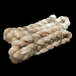 100% natural braided jute rope measuring approx 3/4" by 6-1/2 feet in length.