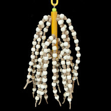 Load image into Gallery viewer, Bird toy handmade with wood snap beads on jute cord. For small parrots like conures, cockatiels and quakers.