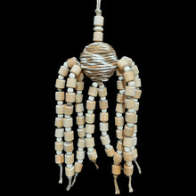 Load image into Gallery viewer, Lots of natural wood beads in different sizes to chew and snap! The base is a sola rope ball and is strung with jute cord. Designed for intermediate to medium sized birds such as caiques, senegals and quakers up to small cockatoos and african greys.