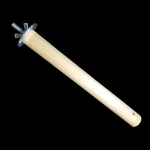 Natural wood dowel perch measuring 1-1/4" in diameter by 10" long. Can be mounted inside or out of your bird's cage. Includes mounting hardware.  Recommended for intermediate to medium sized birds.