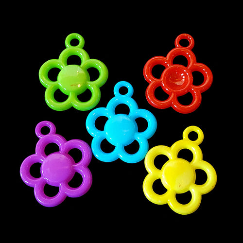 Acrylic flower charms measuring approx 1