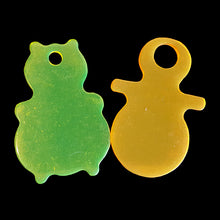 Load image into Gallery viewer, Thick acrylic toy tags in assorted colors and shapes measuring approx 2&quot; with a hole on the top. Can also be drilled with smaller holes to make a toy base for small toys.
