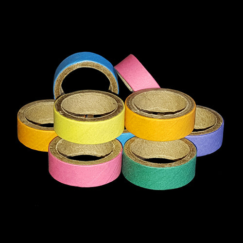 Non-toxic, bird safe compressed paper rings can be used as foot toys, slipped over small bird perches or added to existing toys. Approx size 1