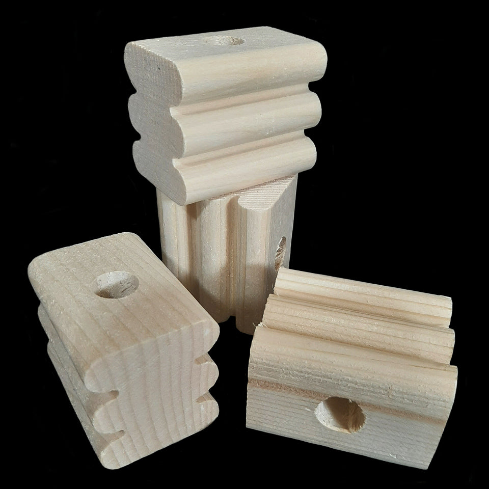 Natural, uncolored pine wood blocks measuring approx 1-1/2