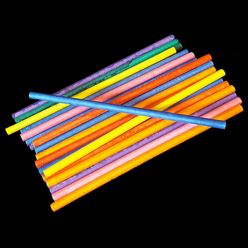 Brightly colored rolled paper lollipop sticks measuring 3-1/2