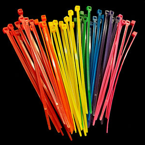 Colored nylon zip ties measuring 4" long. Great for making small and intermediate toys. Can also be used to attach toys to the cage or secure cage doors/travel cages for small birds.
