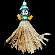 Load image into Gallery viewer, Budgie preening shredder toy with a vinyl critter and raffia. Designed for small and extra small birds. Comes in assorted critters.
