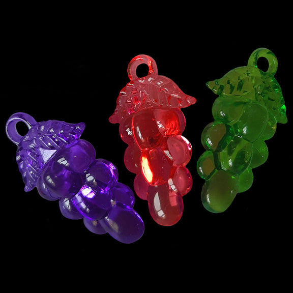 Large crystal colored charms in the shape of a bunch of grapes measuring approx 1