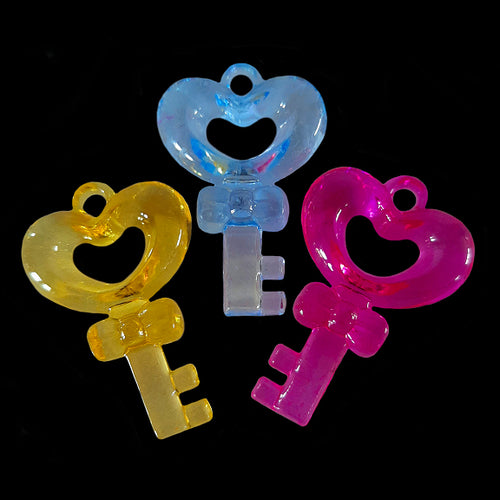 Large crystal colored key charms measuring approx 1-1/4