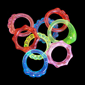 Little crystal colored plastic rings for making small toys. Rings measure 7/8" in diameter & have a center hole approx 1/2".