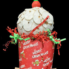 Load image into Gallery viewer, A fun and festive foraging cup toy that can be used to hide your bird&#39;s favorite treats! Built on stainless steel wire with a super soft sola ball, banana leaf roll, paper cup, nickel plated bell, beads and lots of crinkly paper shred. Designed for small birds.
