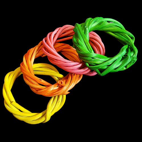 Brightly colored mini vine rings measuring approx 2