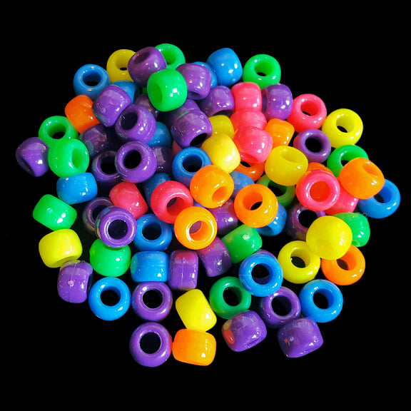 Neon colored pony beads measuring approx 1/4