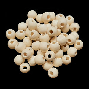 Small uncolored wood beads measuring approx 3/8" with a small hole. Recommended for small bird toys.