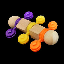 Load image into Gallery viewer, A set of three foot toys made with spinning interstar snowflakes, beads and wood pieces. Designed for intermediate to medium parrots.
