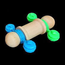 Load image into Gallery viewer, A set of three foot toys made with spinning interstar snowflakes, beads and wood pieces. Designed for intermediate to medium parrots.
