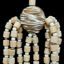 Load image into Gallery viewer, Lots of natural wood beads in different sizes to chew and snap! The base is a sola rope ball and is strung with jute cord. Designed for intermediate to medium sized birds such as caiques, senegals and quakers up to small cockatoos and african greys.
