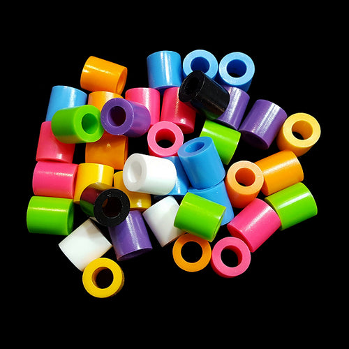 Thick chewy plastic tube beads measuring 3/8