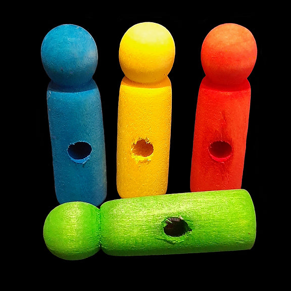 Brightly colored wooden peg boys measuring approx 1/2