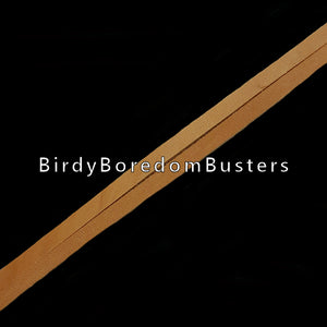 Bird-safe vegetable tanned leather strips measuring approx 1/4" wide by 24" in length.